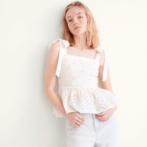 Madewell XS Rosalie Tie-Strap Top in Geo Eyelet